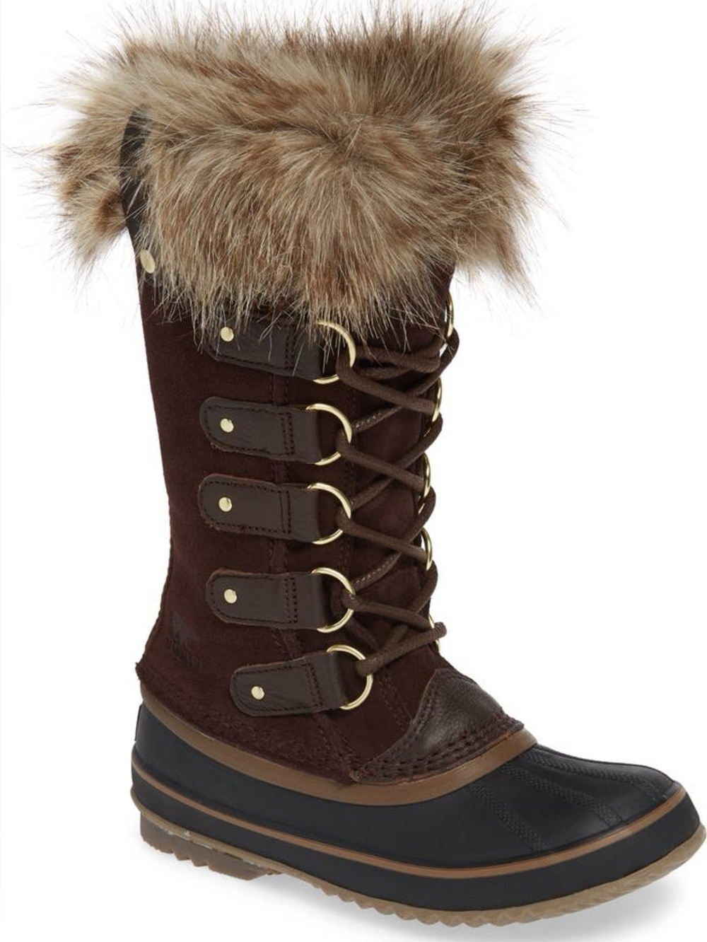 Women’s 10 Sorel Joan of Arctic Brown Black Waterproof Snow Boot
